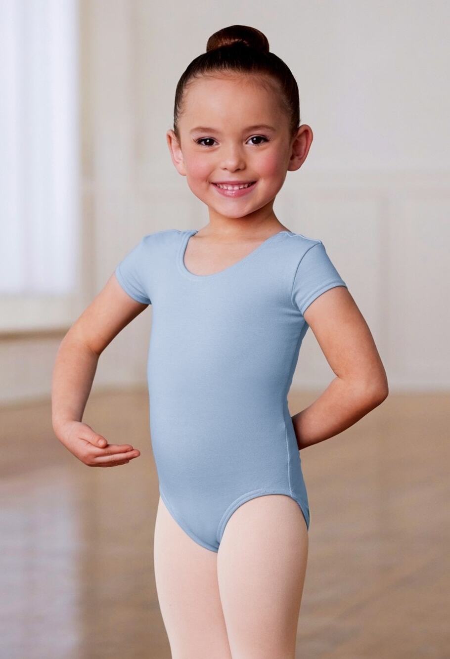 Bloch Blue Cap Sleeve Leotard - Floral Embroidery, Open Back